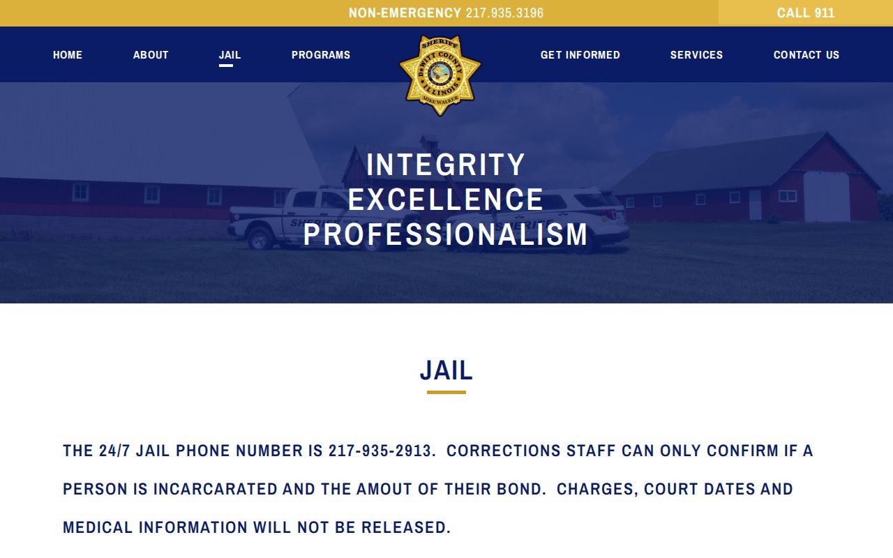 DeWitt County Jail current custody and bond information page