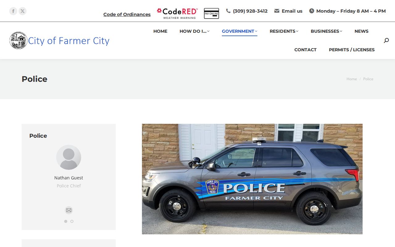 Farmer City Police official page for Farmer City arrest contacts