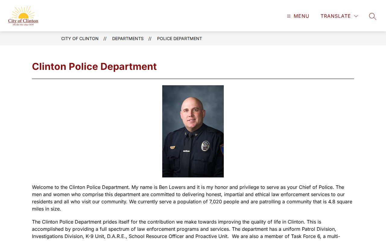 Official Clinton Police Department contact page for Clinton arrest records