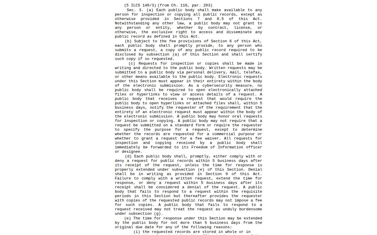 Illinois FOIA procedure for DeWitt County arrest records